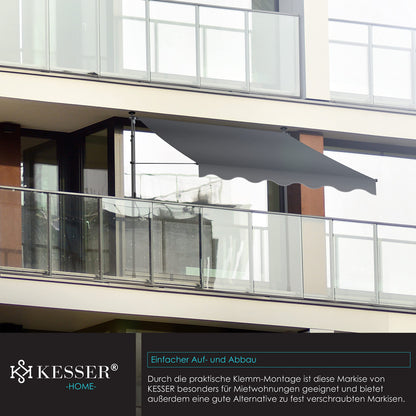 KESSER® Sun Protection Clamp Awning for Balconies &amp; More | Height Adjustable without Drilling (Anthracite)