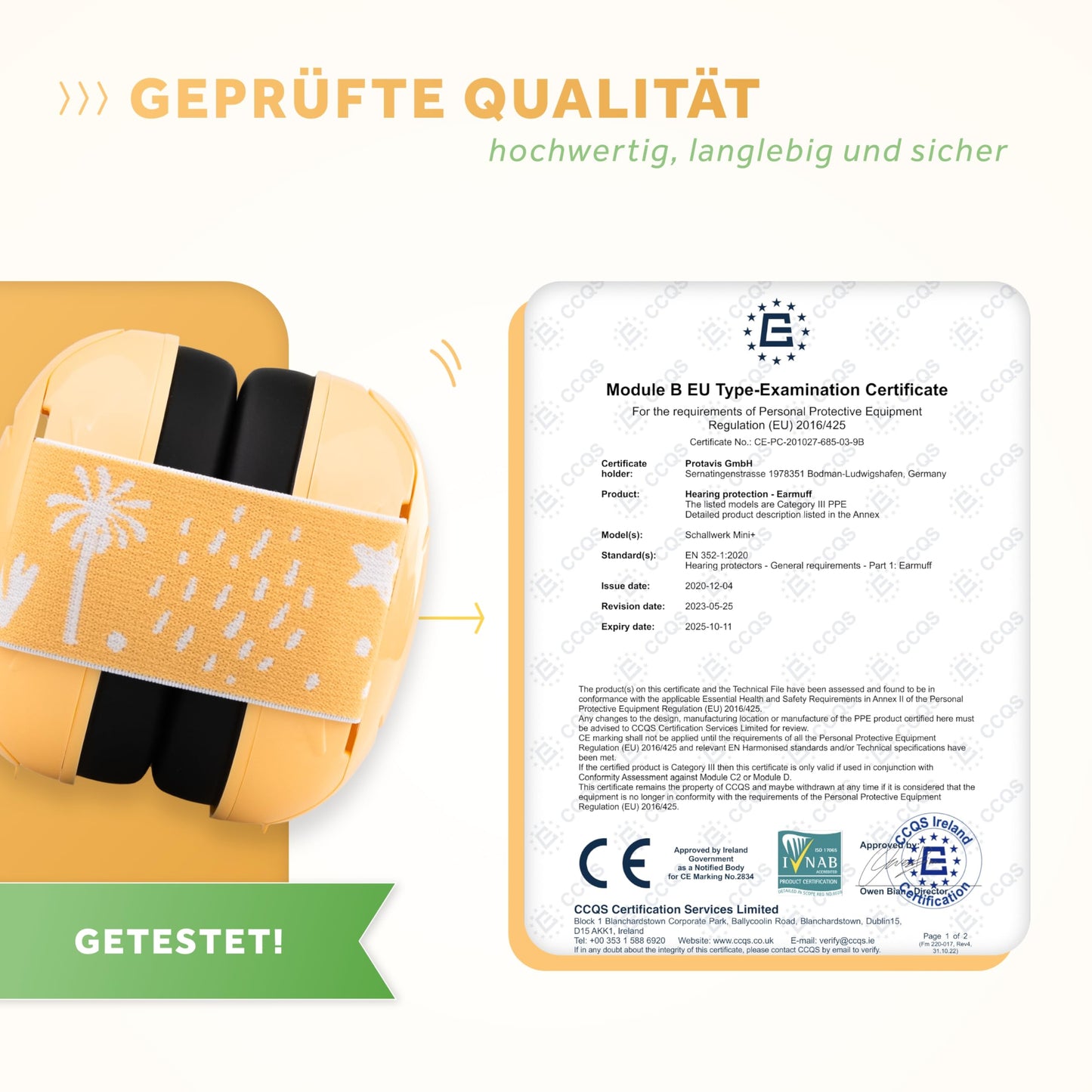 Schallwerk® Mini+ Ohrenschützer für Kleinkinder (Lion Yellow): Lärmschutz Kopfhörer für Baby, Kinder