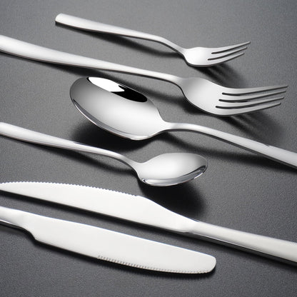 Deleca Edelstahl Besteckset für 12-Personen (72-teilig): Spülmaschinenfest, Silber-Tafelbesteck für Haus