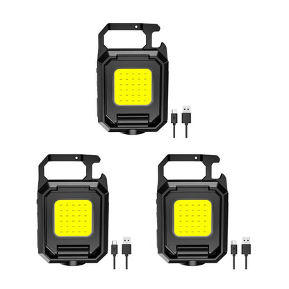 COB Keychain Triple-LED Flashlight Ultra Version | 6-in-1 Multifunctional: USB Rechargeable
