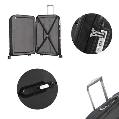 SAMSONITE Flux - Spinner L: Erweiterbarerer Koffer (75 - 99cm/111 Liter) | Schwarz
