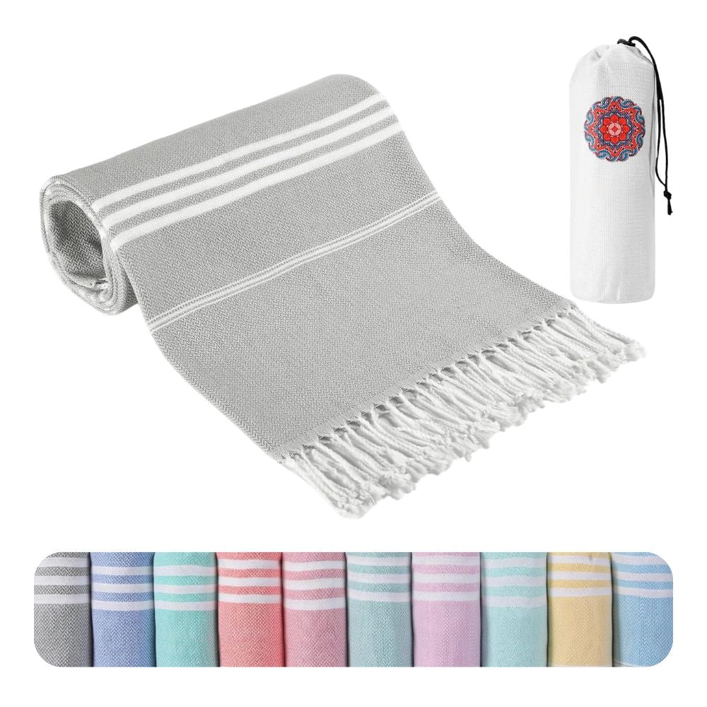 Strandtuch XXL für Damen und Herren: Hamamtuch aus türkischer Baumwolle, Schnelltrocknend