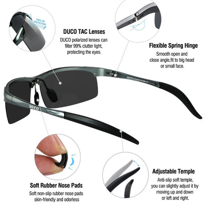 Duco '8177SDE-11' polarisierte Sonnenbrille für Herren: 100% UV400, Unzerbrechlich