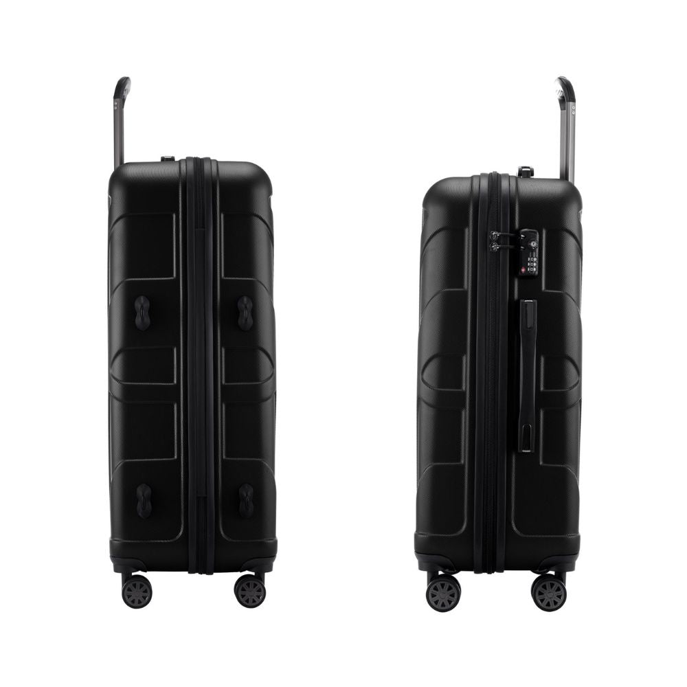 SUITLINE hard-shell travel suitcase set (3 pieces): TSA lock, ABS | Matte black