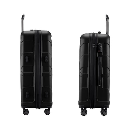 SUITLINE hard-shell travel suitcase set (3 pieces): TSA lock, ABS | Matte black