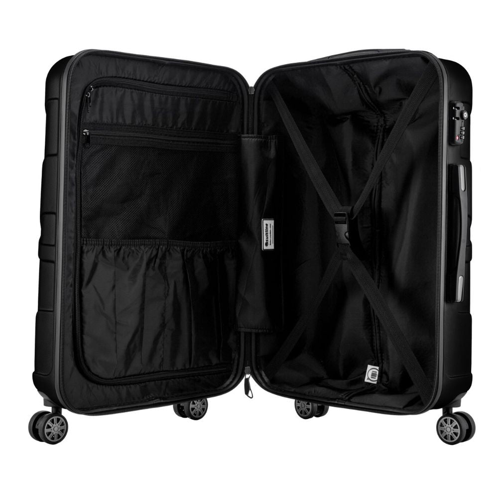 SUITLINE hard-shell travel suitcase set (3 pieces): TSA lock, ABS | Matte black