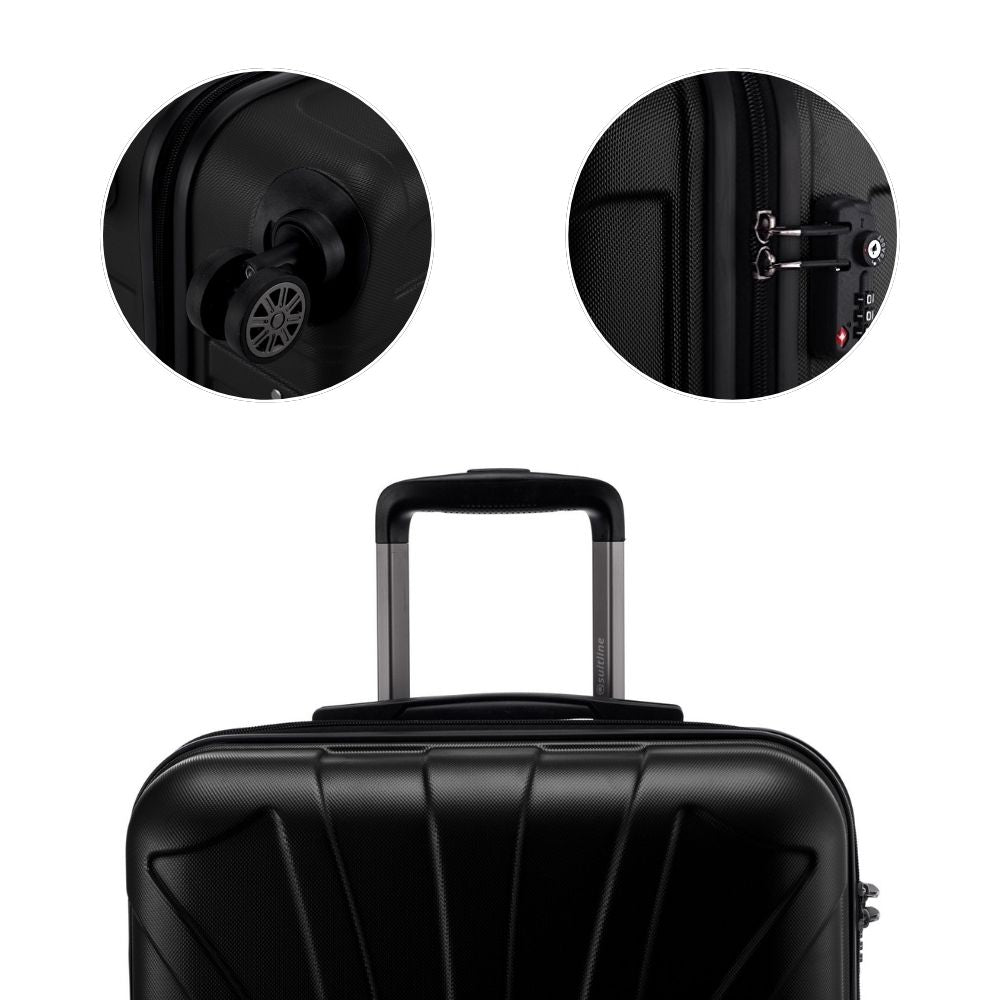 SUITLINE hard-shell travel suitcase set (3 pieces): TSA lock, ABS | Matte black