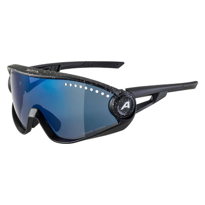 Alpina '5W1NG CM+' Unisex Sportbrille: 100% UV-Schutz, Ceramic-Gläser, Fogstop (Black-Blur)