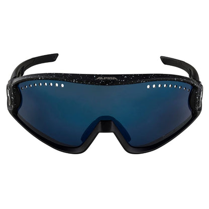 Alpina '5W1NG CM+' Unisex Sportbrille: 100% UV-Schutz, Ceramic-Gläser, Fogstop (Black-Blur)