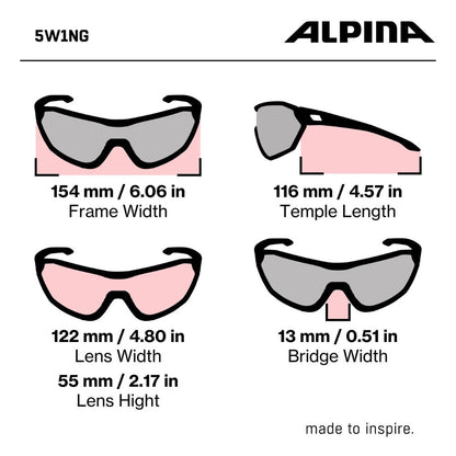 Alpina '5W1NG CM+' Unisex Sportbrille: 100% UV-Schutz, Ceramic-Gläser, Fogstop (Black-Blur)