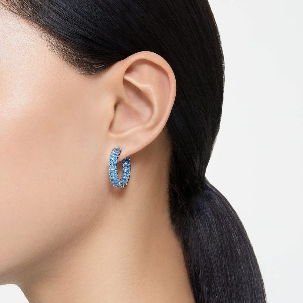 Swarovski Matrix Creoles women's earrings with blue Swarovski crystals