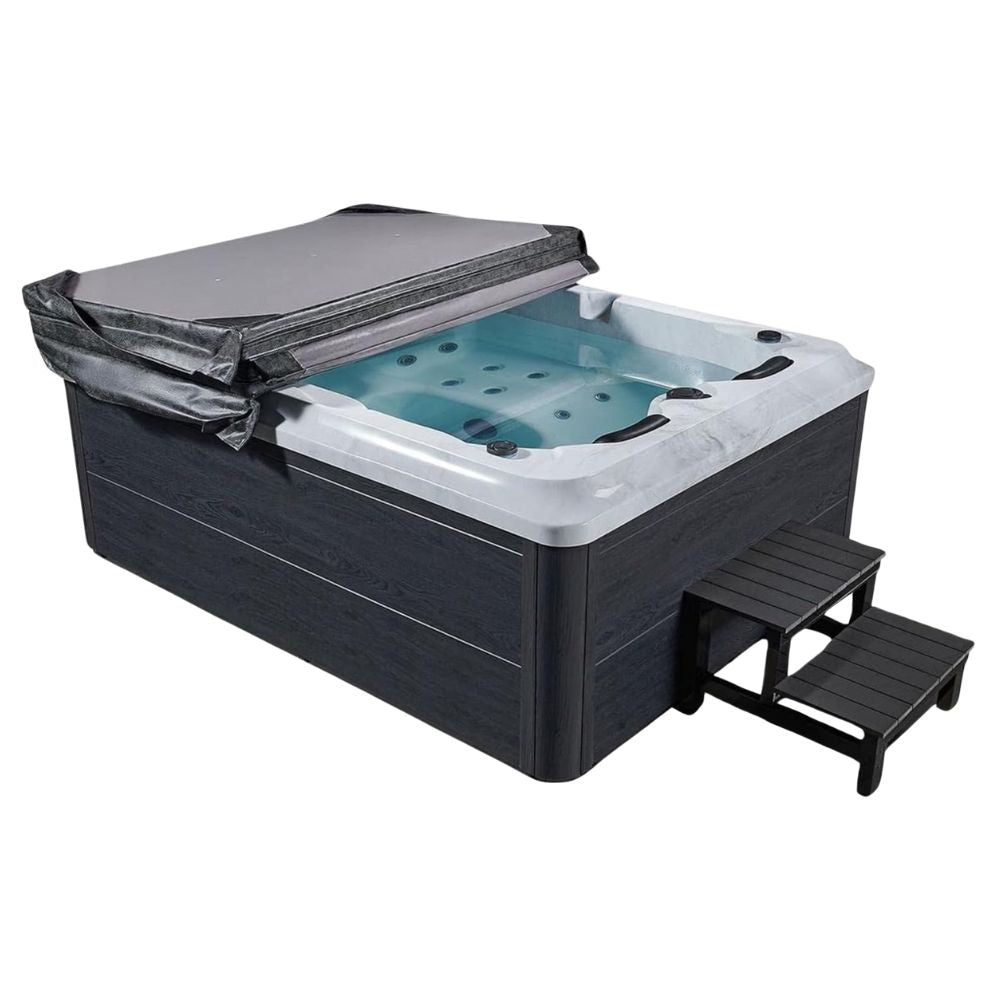 Outdoor-Whirlpool 'BERLIN' für 3 Personen inkl. Thermoabdeckung & LED: 31-Massagedüsen