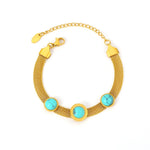 Luxurious Gold-Plated Titanium Stainless Steel Bracelet with Turquoise Pendant