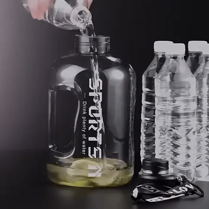 Große Sport-Wasserflasche mit Trageschlaufe für Fitness, Gym, Radfahren, Camping (Preview GIF)