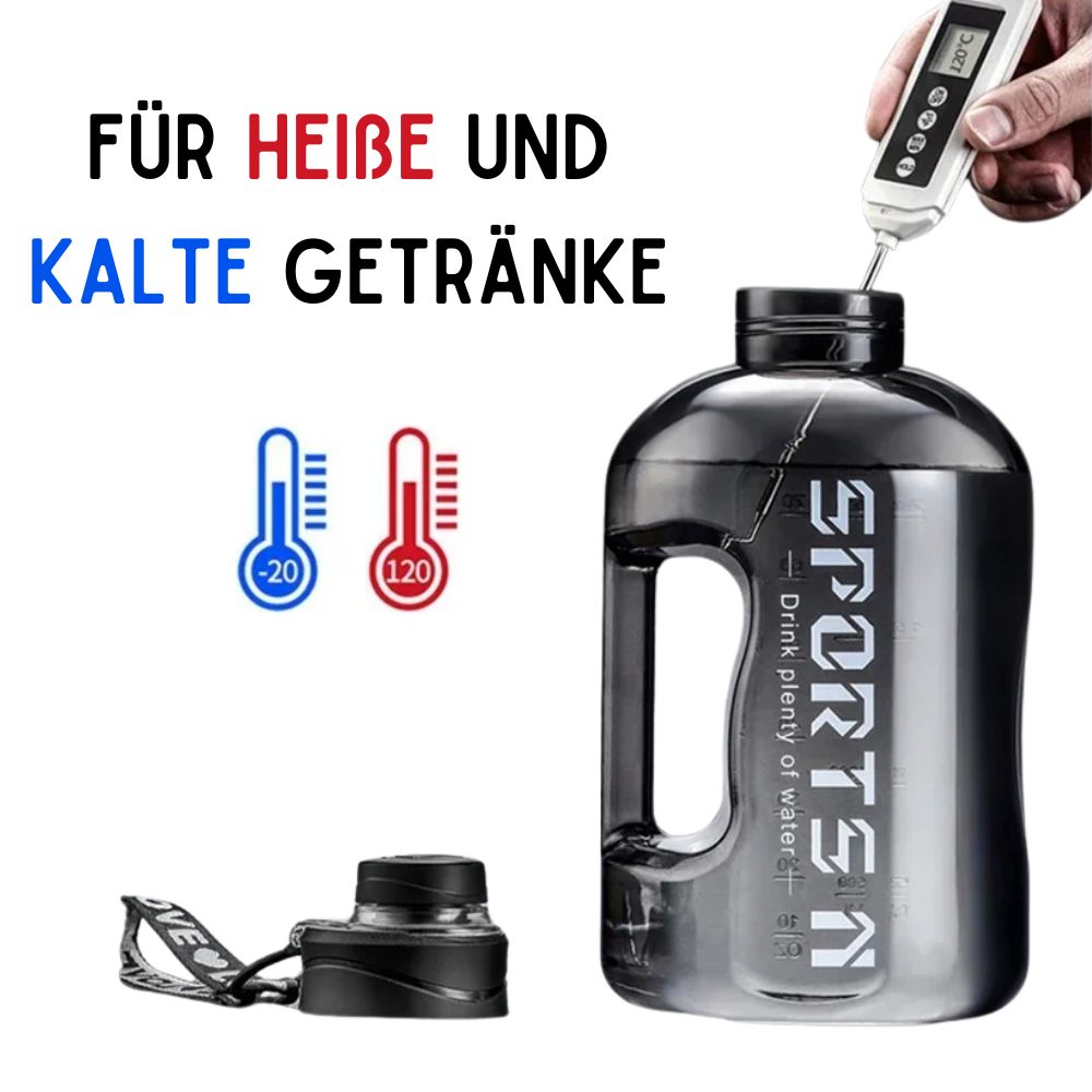 Große Sport-Wasserflasche mit Trageschlaufe für Fitness, Gym, Radfahren, Camping